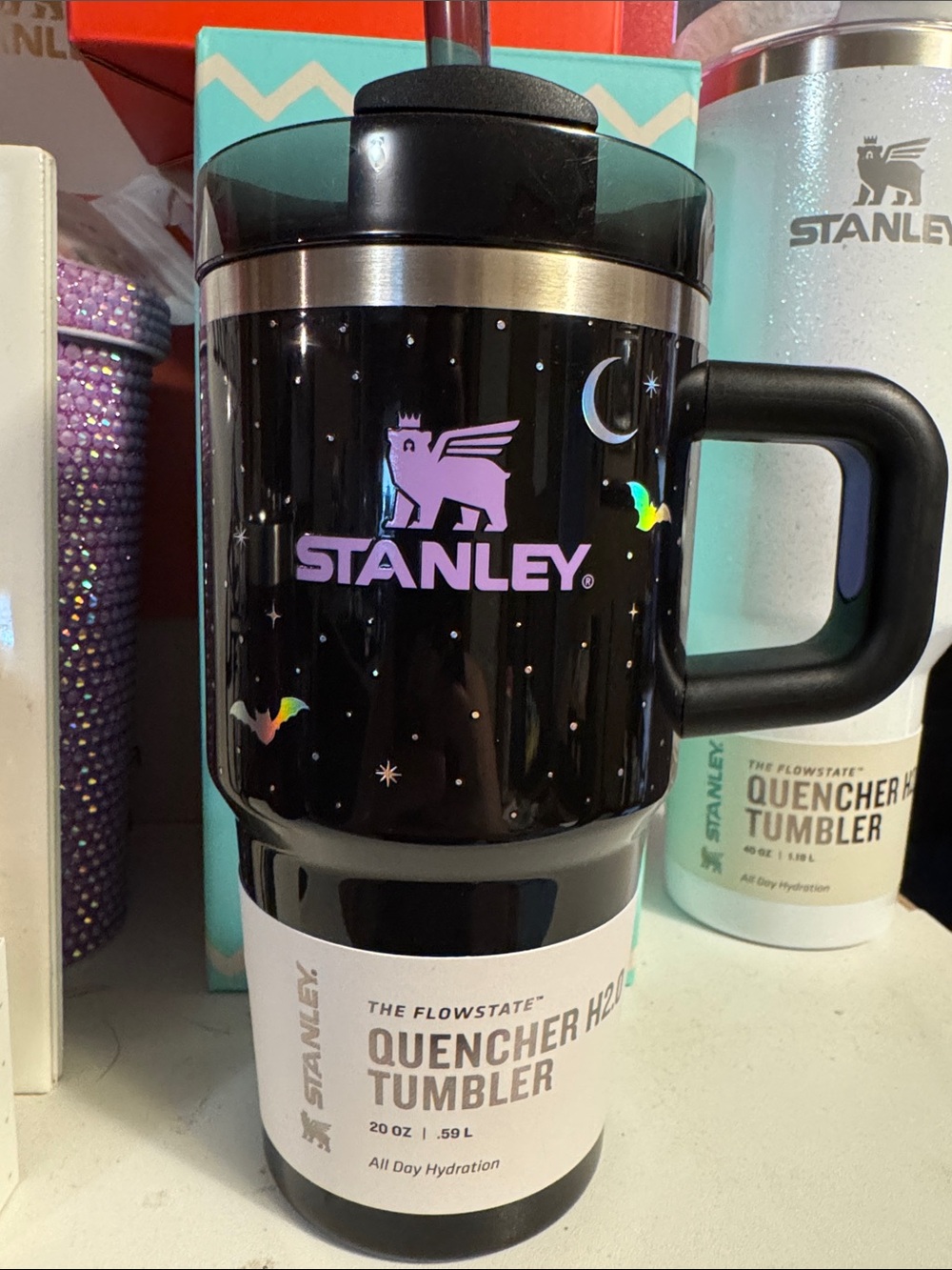 Stanley Black Tumbler with Purple Logo and Iridescent Accents target Exclusive